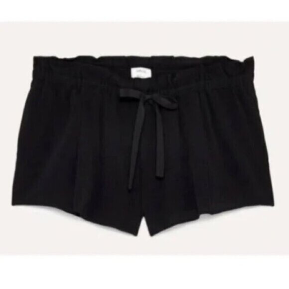 Wilfred Aritzia Montrouge Shorts Crepe Paperbag Waist Black Silk Size XXS - Picture 4 of 14